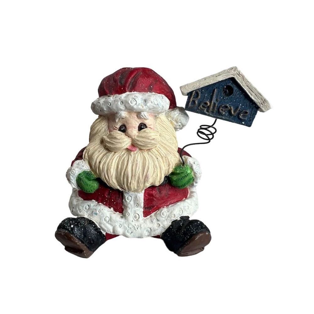 A Berry Merry Christmas Santa Claus Figurine 3" Holiday Decor